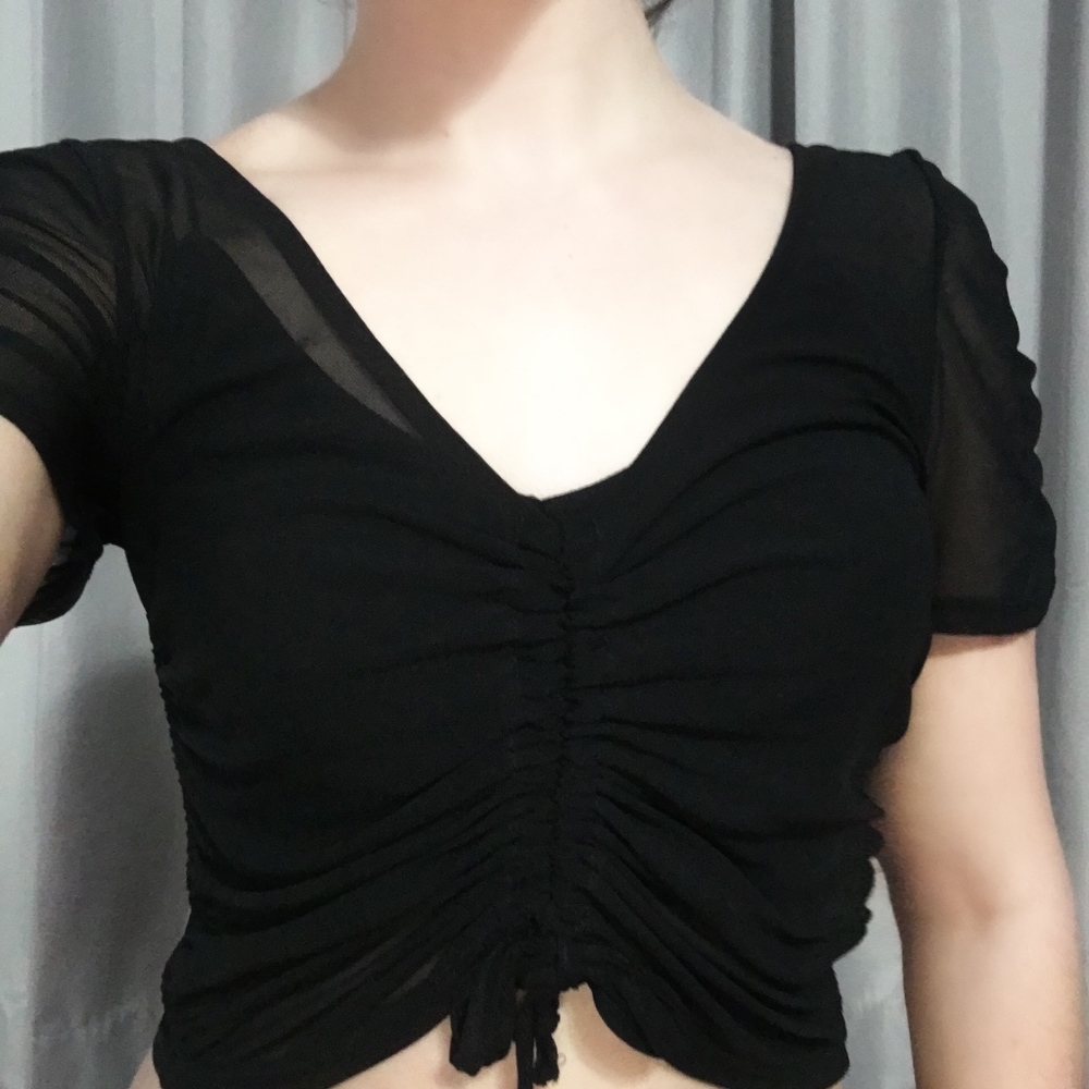 Sheer Cinched Crop Tee